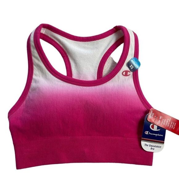 CHAMPION WOMEN’S XSmall The Sweatshirt Racerback Dip Dye Coral Cream Sports Bra - Picture 1 of 10
